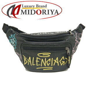 BALENCIAGA Explorer Graffiti Waist Bag Belt Black Multi colored Calfskin